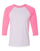White/ Neon Pink - BELLA + CANVAS 3200 - Size: 2XL