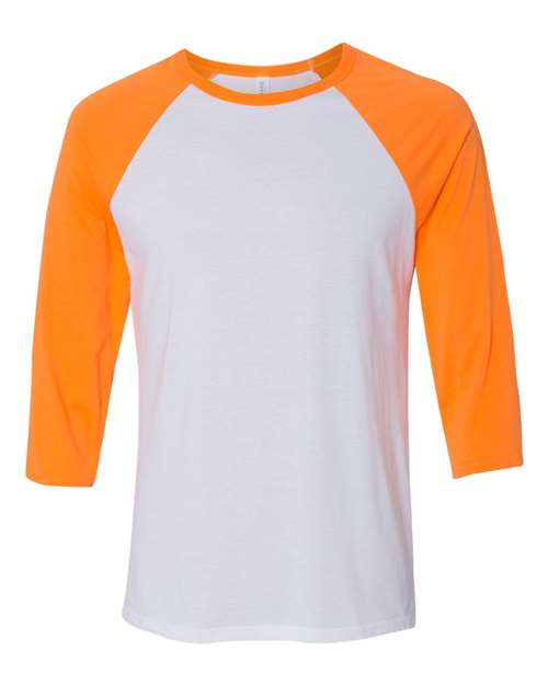 White/ Neon Orange - BELLA + CANVAS 3200 - Size: 2XL