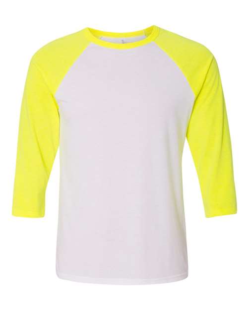 White/ Neon Yellow - BELLA + CANVAS 3200 - Size: 2XL