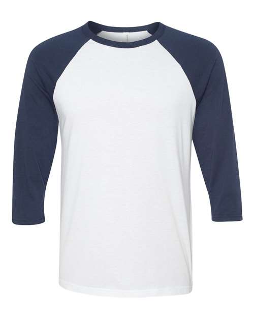 White/ Navy - BELLA + CANVAS 3200 - Size: S