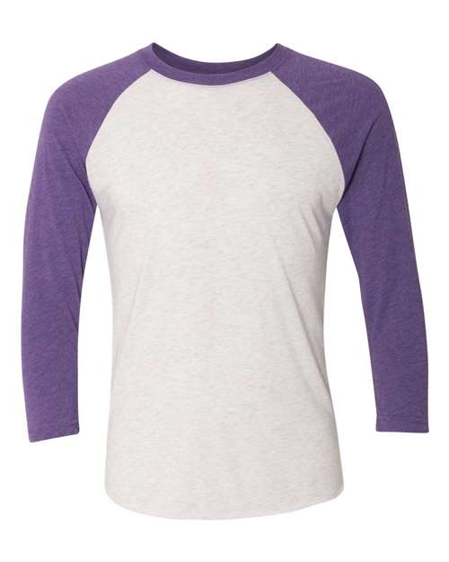 Purple Rush Sleeves/ Heather White Body - Next Level - Next Level 6051 - Size: 2XL