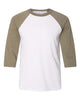 White/ Heather Olive - BELLA + CANVAS 3200 - Size: L