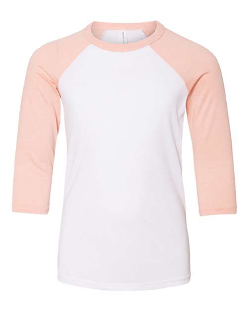 White/ Heather Peach - BELLA + CANVAS 3200Y - Size: L