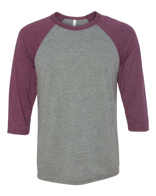 Grey/ Maroon Triblend - BELLA + CANVAS 3200 - Size: S