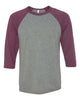 Grey/ Maroon Triblend - BELLA + CANVAS 3200 - Size: S