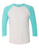 Tahiti Blue Sleeves/ Heather White Body - Next Level - Next Level 6051 - Size: 2XL