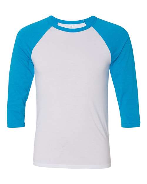 White/ Neon Blue - BELLA + CANVAS 3200 - Size: M