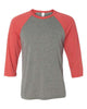 Grey/ Red Triblend - BELLA + CANVAS 3200 - Size: L