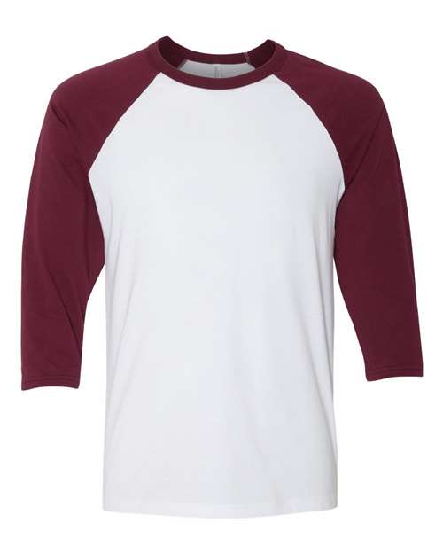 White/ Maroon - BELLA + CANVAS 3200 - Size: 2XL